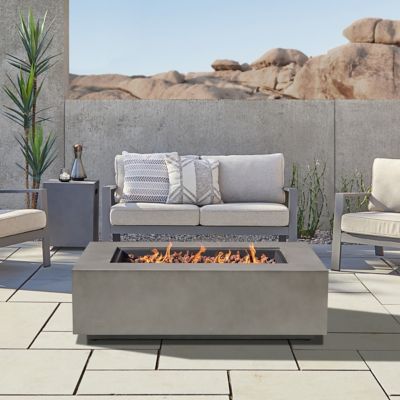Real Flame Aegean Large Rectangle Propane Gas Fire Table with Natural Gas Conversion Kit, Mist Gray