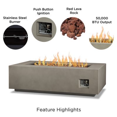 Image showing  Aegean Large Rectangle Propane Gas Fire Table with Natural Gas Conversion Kit, Mist Gray