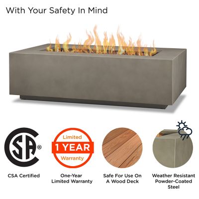 Image showing  Aegean Large Rectangle Propane Gas Fire Table with Natural Gas Conversion Kit, Mist Gray