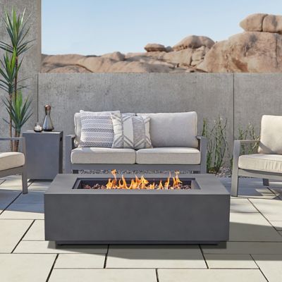 Real Flame Aegean Large Rectangle Propane Gas Fire Table with Natural Gas Conversion Kit, Weathered Slate