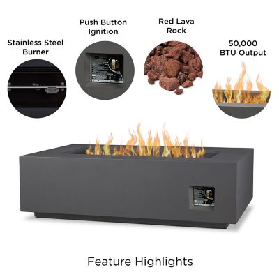 Image showing  Aegean Large Rectangle Propane Gas Fire Table with Natural Gas Conversion Kit, Weathered Slate