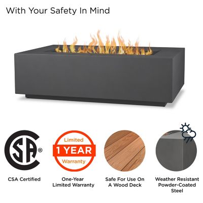 Image showing  Aegean Large Rectangle Propane Gas Fire Table with Natural Gas Conversion Kit, Weathered Slate