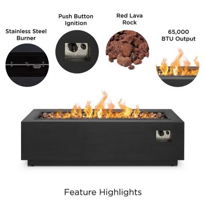 Image showing  48 in. x 15 in. Lanesboro Rectangle Propane Gas Fire Table with Natural Gas Conversion Kit, Gray