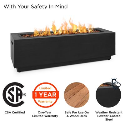 Image showing  48 in. x 15 in. Lanesboro Rectangle Propane Gas Fire Table with Natural Gas Conversion Kit, Gray