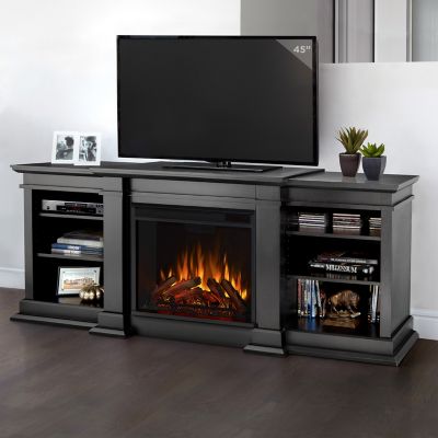 Real Flame 71.73 in. Fresno Media Electric Fireplace in Black