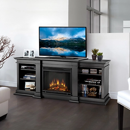 Real Flame 71.73 in. Fresno Media Electric Fireplace in Black