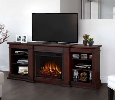 Image showing  71.73 in. Fresno Media Electric Fireplace in Dark Walnut