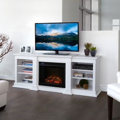 Real Flame 71.73 in. Fresno Media Electric Fireplace in White