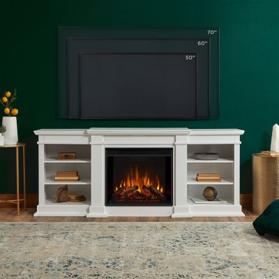 Real Flame 71.73 in. Fresno Media Electric Fireplace in White