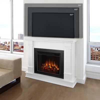 Real Flame Electric Indoor Silverton Fireplace, 48 in., White