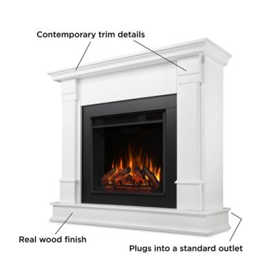 Image showing 7 th Real Flame Electric Indoor Silverton Fireplace, 48 in., White