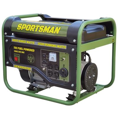 Sportsman 3,500-Watt Tri Fuel Portable Generator Tri fuel is great!  I have 2 natural gas outlets on my deck and won’t have to worry about finding fuel in emergencies