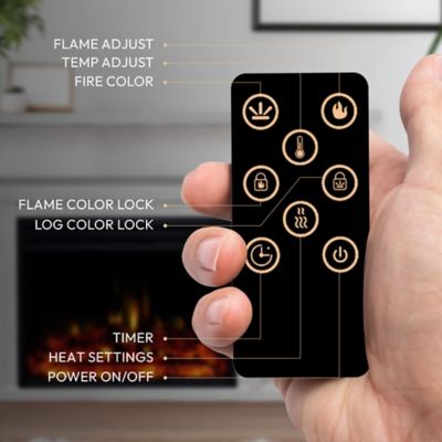 Image showing  53 in. Electric Sawyer Fireplace TV Stand with Shelves, White/Black, Electric Heater Insert with Deep Logs, 5,115 BTU