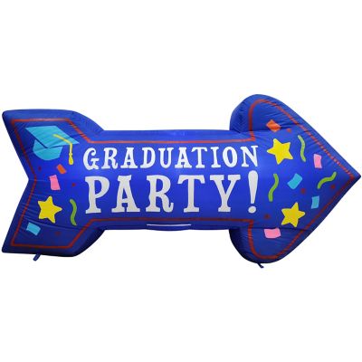 Fraser Hill Farm 8 ft. Wide Graduation Party Arrow, Outdoor Blow-Up Inflatable with Lights