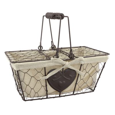 Stonebriar Collection Farmhouse Metal Chicken Wire Picnic Basket with Hinged Lids