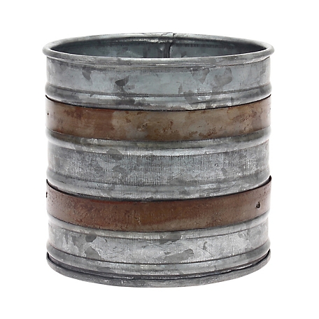 Stonebriar Collection Aged Galvanized Metal Container with Rust Trim Detail