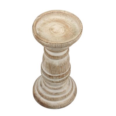 Image showing  Large Antique Wooden Beach House Pillar Candle Holder