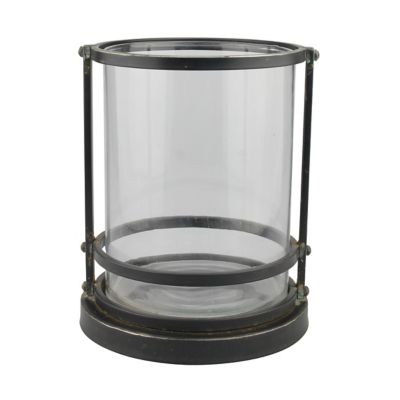 Stonebriar Collection Industrial Metal Frame Candle Holder with Removable Glass Hurricane, Small, SB-6053A