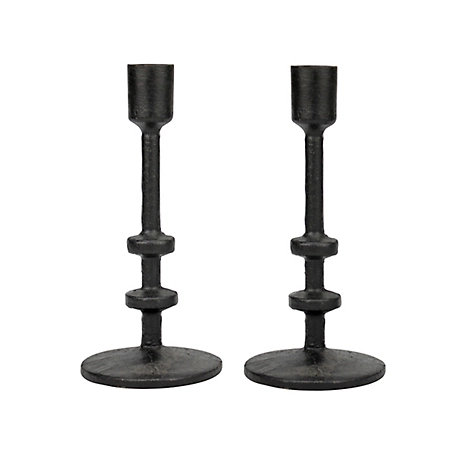 Stonebriar Collection Cast-Iron Metal Taper Candle Holders, Large, 2 pc., SB-6282B2