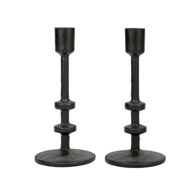Stonebriar Collection Small Cast-Iron Metal Taper Candle Holders, 2-Pack