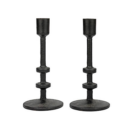 Stonebriar Collection Cast-Iron Metal Taper Candle Holders, Small, 2 pc., SB-6282A2
