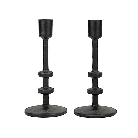 Stonebriar Collection Cast-Iron Metal Taper Candle Holders, Small, 2 pc., SB-6282A2