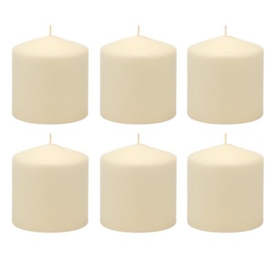 Image showing  Unscented Pillar Candles, 3 in. x 6 in., White, 6-Pack
