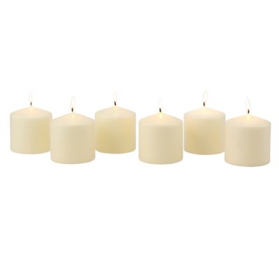 Image showing  Unscented Pillar Candles, 3 in. x 6 in., Ivory, 6-Pack