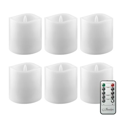 Stonebriar Collection Real Wax LED Candle Set with Remote, White, 6-Pack