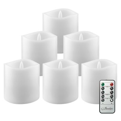 Image showing  Real Wax LED Candle Set with Remote, White, 6-Pack