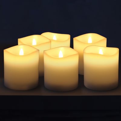 Image showing  Real Wax LED Candle Set with Remote, White, 6-Pack