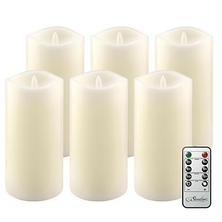 Stonebriar Collection Real Wax LED Candle Set with Remote, Ivory, 6-Pack