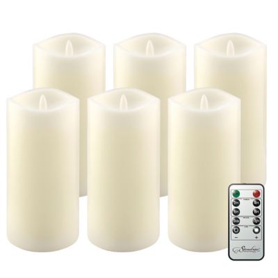 Stonebriar Collection 3 in. x 4 in. Real Wax LED Candle Set with Remote, White, 6-Pack