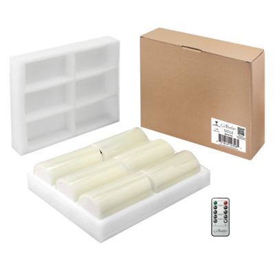 Image showing  3 in. x 6 in. Real Wax LED Flameless Candles with Remote, Ivory, 6-Pack