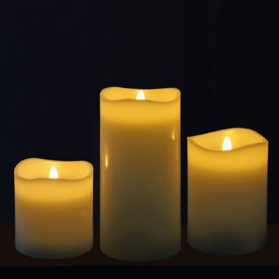 Image showing  3 in., 4 in. and 6 in. Real Wax LED Candle Set with Remote, 6-Pack