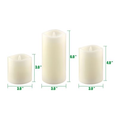Image showing  3 in., 4 in. and 6 in. Real Wax LED Candle Set with Remote, 6-Pack
