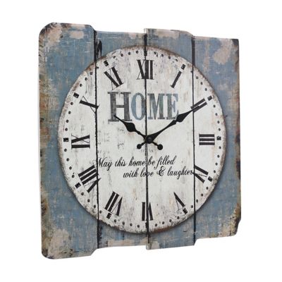 Image showing  Square Rustic Wall Clock with Roman Numerals, 15.5 in.