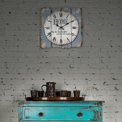 Image showing  Square Rustic Wall Clock with Roman Numerals, 15.5 in.