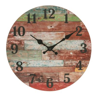 Stonebriar Collection 12 in. Round Rustic Wooden Wall Clock