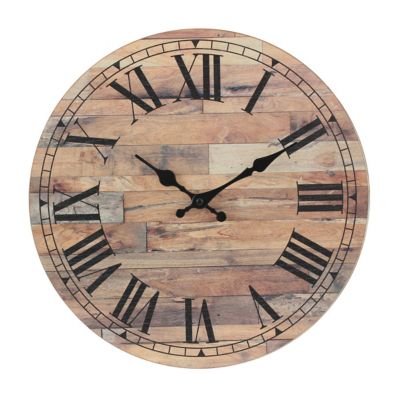 Stonebriar Collection 14 in. Old Fashioned Wood Wall Clock with Roman Numerals