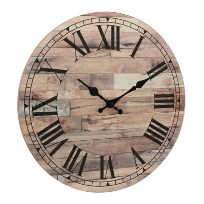 Image showing  Old Fashioned Wood Wall Clock with Roman Numerals, 14 in.