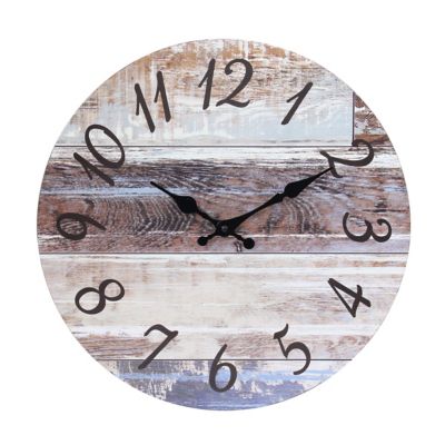 Stonebriar Collection 14 in. Vintage Farmhouse Round Wood Wall Clock