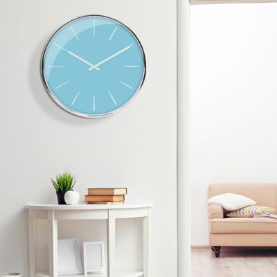 Stonebriar Collection 20 in. Round Glass Panel Wall Clock, Blue at ...