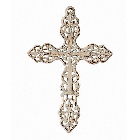 Stonebriar Collection Decorative Distressed Wall Hanging Cross with Hanging Loop, 13 in. x 8.7 in.