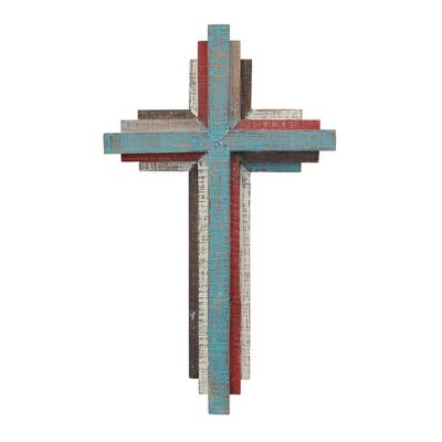 Stonebriar Collection Decorative 3D Wooden Hanging Wall Cross, 14 in. x 8 in.