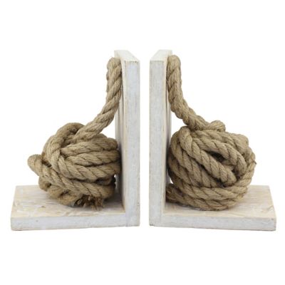 Stonebriar Collection Nautical Rope Wood Bookends, 2 Pack
