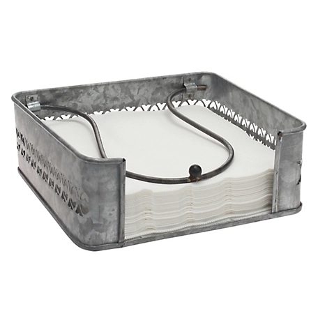 Stonebriar Collection Galvanized Metal Tabletop Napkin Holder with Hinged Arm