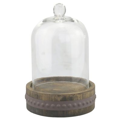 Stonebriar Collection Glass Dome Cloche with Wood Base, 9 in.,, SB-5394A