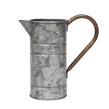 Stonebriar Collection Decorative Antique Galvanized Metal Drinking Pitcher with Handle