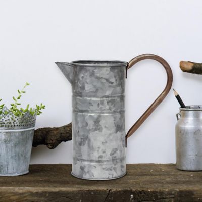 Image showing  Decorative Antique Galvanized Metal Drinking Pitcher with Handle